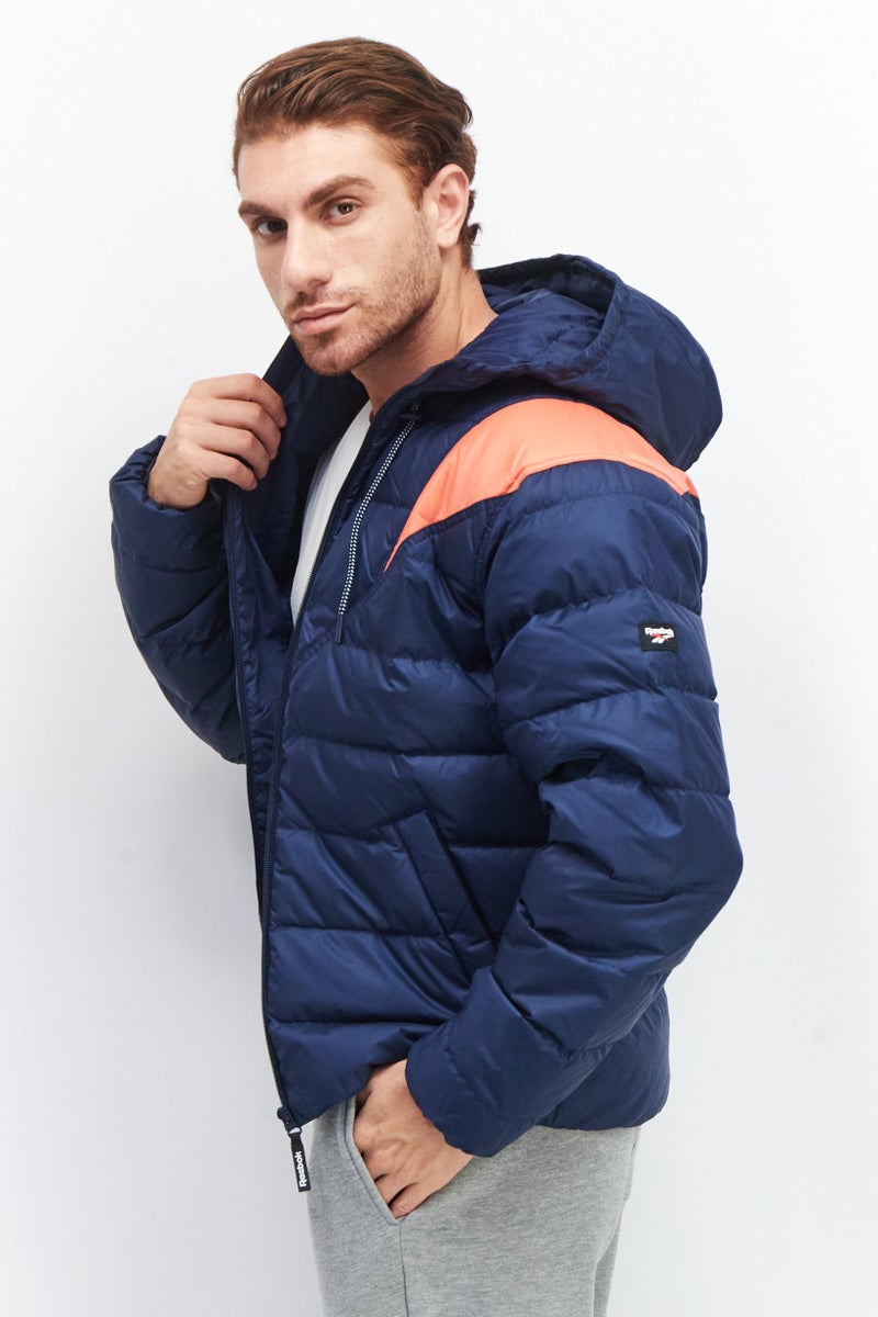 Reebok Men Sportswear Fit Hooded Puffer Jacket, Navy - Image 4
