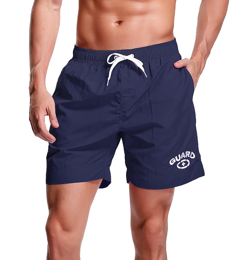Adoretex Men's Guard Nylon Quick-Dry Swim Trunks, 7-inch Inseam Swim Board Shorts with Mesh Lining and 3 Pockets (MG012) - Navy - S