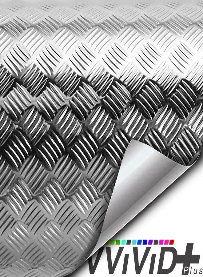 VViViD Industrial Utility Diamond Plate Metallic Chrome Finish Vinyl Wrap Sheet Roll Adhesive Roll (17.8" x 3ft) - Image 3