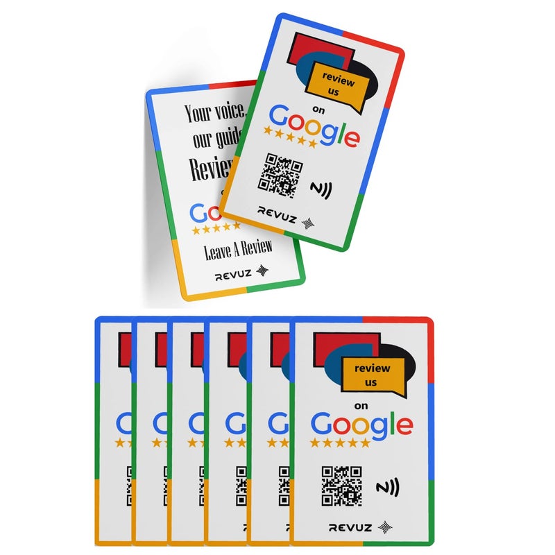 REVUZ Card – Equipped with NFC Chip and QR Code, Instant Activation with Your Business Page Link, Tap or Scan to Access (85.6 mm x 54 mm, White, 6) - Image 1