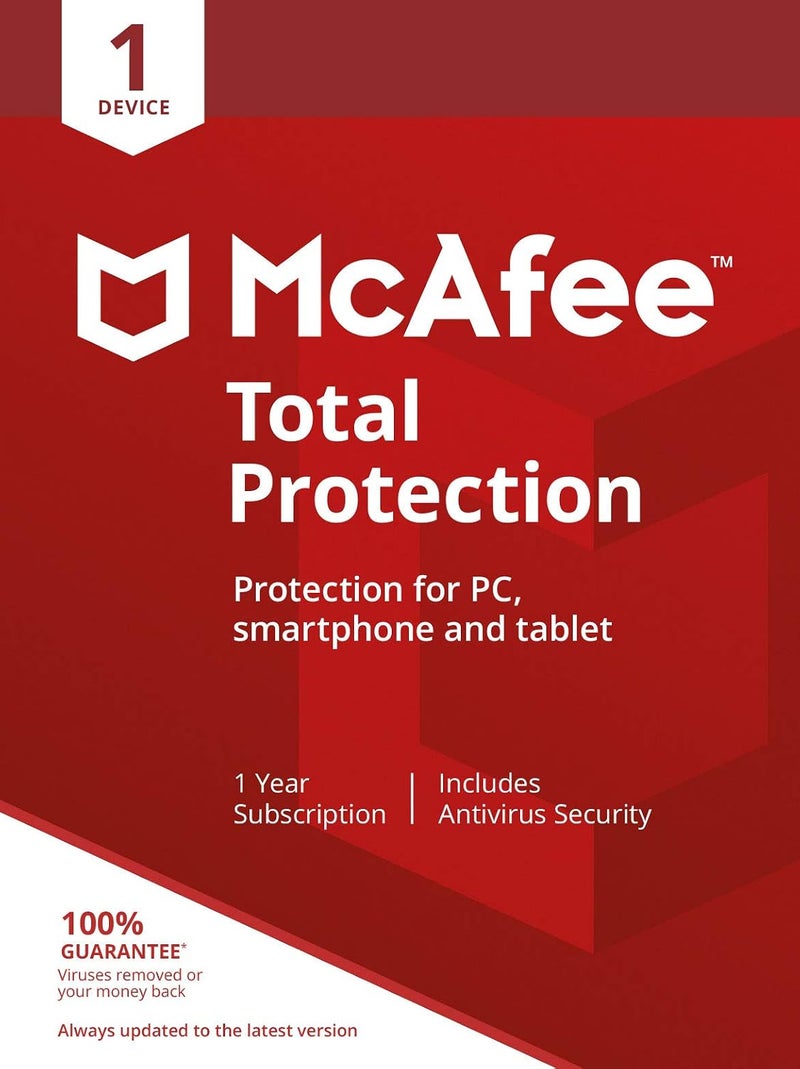 McAfee Total Protection - جهاز واحد | كمبيوتر شخصي/ماك/أندرويد/هواتف ذكية | رمز التفعيل عبر البريد - Image 1