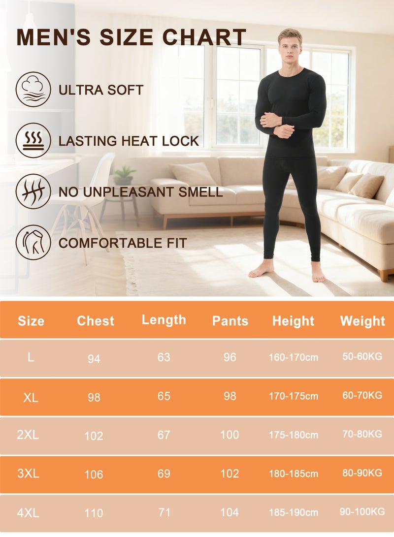 Xkimos Men's Thermal Underwear Base Layers Set Black Cold Weather Tops and Bottoms Autumn Clothes for Outdoor Daily Wear - Image 5