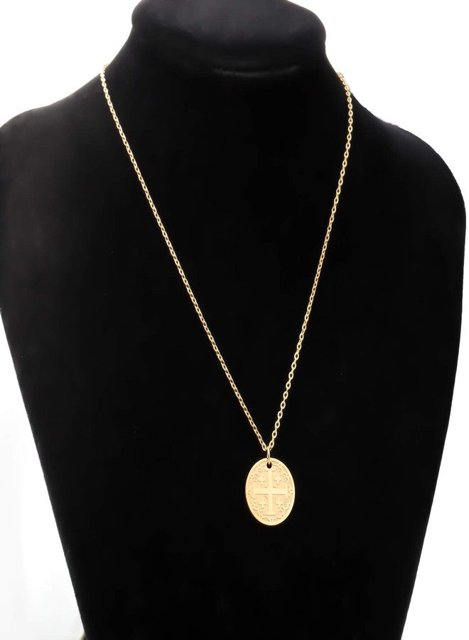 bobauna Jerusalem Crusaders Cross Disc Pendant Necklace Religious Jewelry Baptism Gift for Protection (Jerusalem Cross Necklace) - Image 5