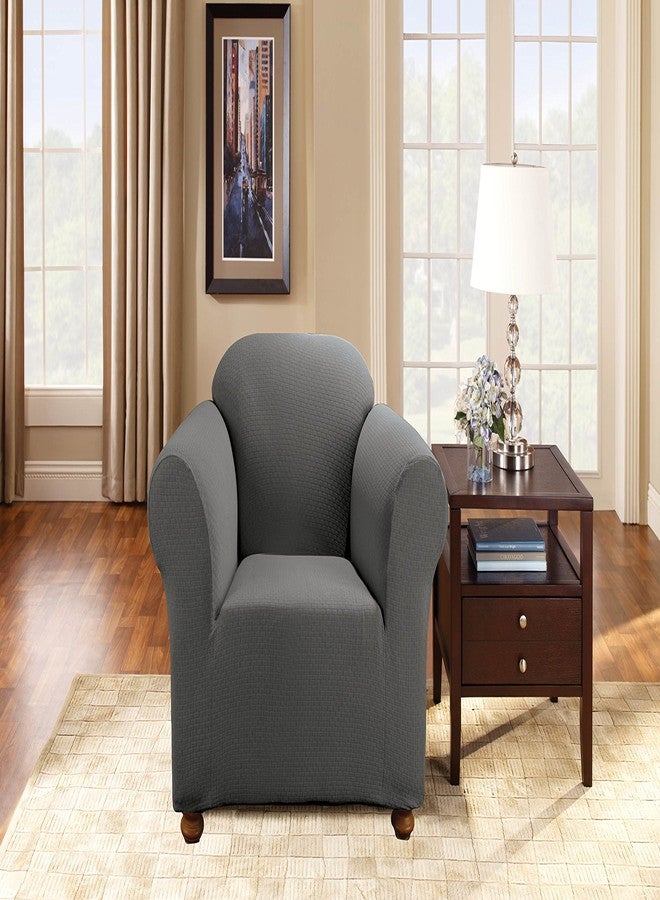 SureFit Simple Stretch Subway 1-Piece - Chair Slipcover - Gray - Image 2