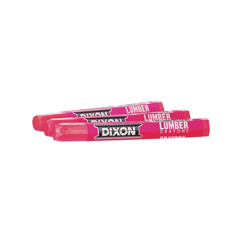 Dixon Industrial Lumber Marking Crayons, 4.5" x 1/2" Hex, Pink, 12-Pack (52600) - Image 2