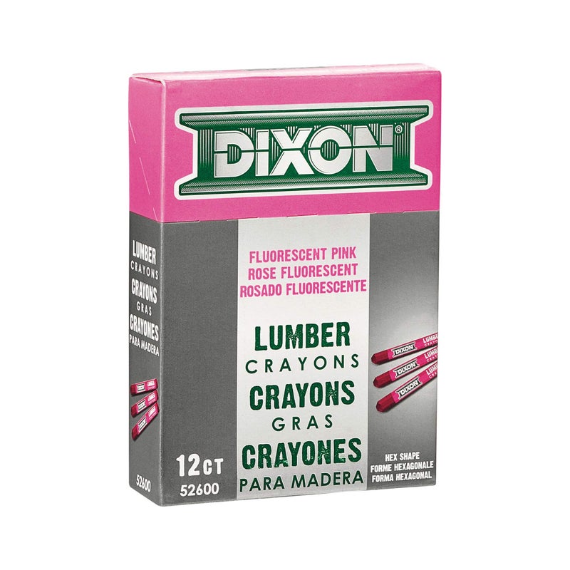 Dixon Industrial Lumber Marking Crayons, 4.5" x 1/2" Hex, Pink, 12-Pack (52600) - Image 3