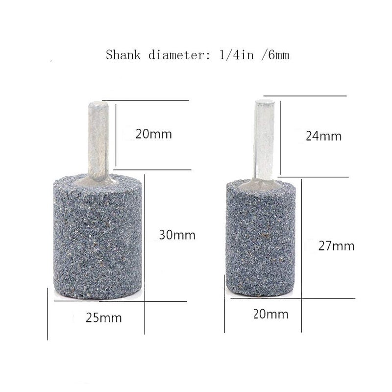 Luo ke 80 Grit 3 Different Shapes Head Mounted Stone Point Abrasive Grinding Wheels Bit Set with 1/4" (6mm) Mandrel for Rotary Tools - Image 3