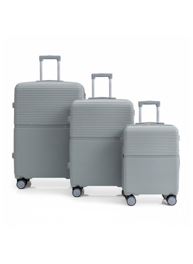 طقم حقائب سفر صلبة الجوانب من البولي بروبيلين مكون من 3 قطع - حقائب سفر خفيفة الوزن بعجلات دوارة بزاوية 360 درجة | حقائب ترولي متينة لسفر آمن (صغيرة، متوسطة، كبيرة) - Image 1