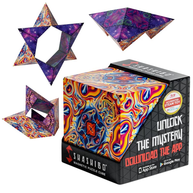 Shashibo Shape Shifting Box - Award-Winning Fidget Toy w/ 36 Rare Earth Magnets - Fidget Cube Transforms Into Over 100 Shapes, Sensory Toy Gift for Kids, Teens, and Adults (Spaced Out) - Image 1