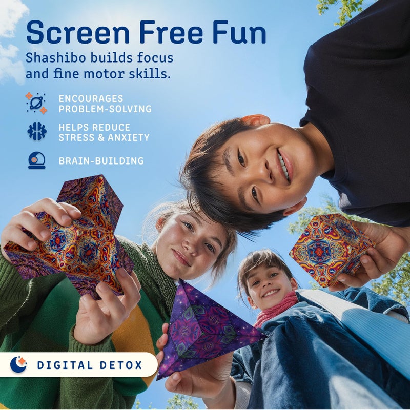 Shashibo Shape Shifting Box - Award-Winning Fidget Toy w/ 36 Rare Earth Magnets - Fidget Cube Transforms Into Over 100 Shapes, Sensory Toy Gift for Kids, Teens, and Adults (Spaced Out) - Image 3