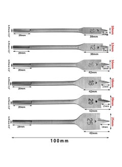 Shoppingekart 6pcs Spade Drill Bit Set Carbon Steel Flat Wood Drill Bit Woodworking Grey Threepoint Paddle Drill Bit Set 10 mm 12mm 16mm 18mm 20mm 25mm  - Image 4