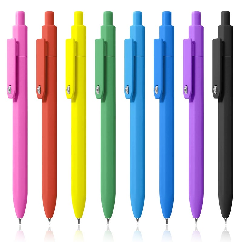 Piochoo Pens, 8 Pack Black Ink Gel Pens Ballpoint Smooth Writing Pens for Journaling, Cute Office Supplies for Nurses Women Teachers - Image 1