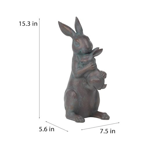 Braxio Bunny Decor Garden Outdoor Statues - Resin Standing Easter Bunny Decor for Outside Yard Decor Garden Statues Outdoor for Mothers Day Birthday Thanksgiving Copper 7.5×5.6×15.3 Inch - Image 4