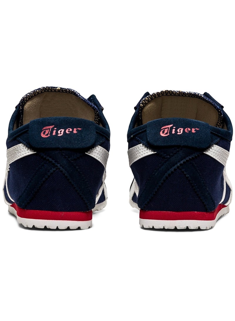 أونيتسوكا تايجر حذاء Onitsuka Tiger MEXICO 66 سهل الارتداء للرجال والنساء - حذاء رياضي للجنسين مستوحى من الطراز القديم بتصميم بدون أربطة ونعل داخلي مبطن - حذاء رياضي خفيف الوزن وجيد التهوية مناسب للاستخدام اليومي - أزرق داكن/أبيض - Image 5