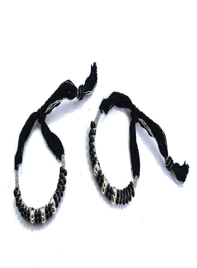SOMYA 925 Pure Silver 6 Ball With Black Beads/Thread Nazariya Baby Bracelet For Baby Girl & Baby Boy - Image 2