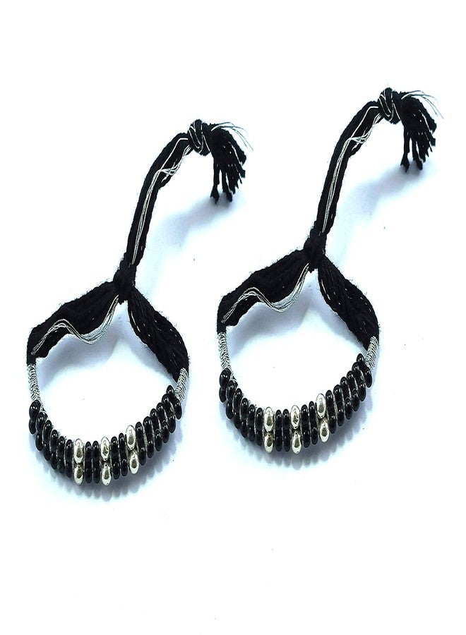 SOMYA 925 Pure Silver 6 Ball With Black Beads/Thread Nazariya Baby Bracelet For Baby Girl & Baby Boy - Image 3