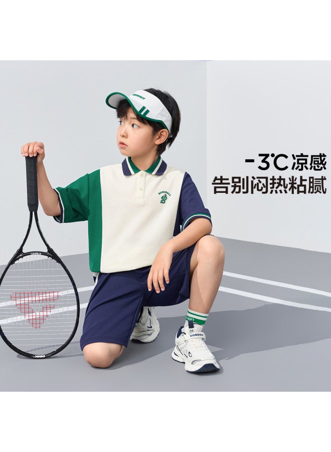 Zuoxi Boys' Summer Outfit - Cool Touch Polo Shirt & Shorts 2-piece Set, Lightweight Sportswear For Big Kids - Image 4