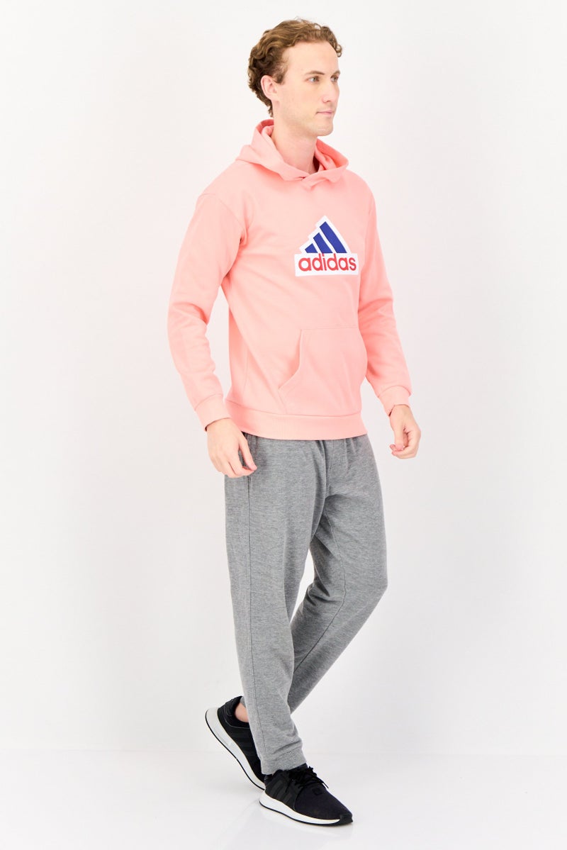 Adidas Men Sportswear Fit Long Sleeve Outdoor Hoodie, Coral Pink - Image 2
