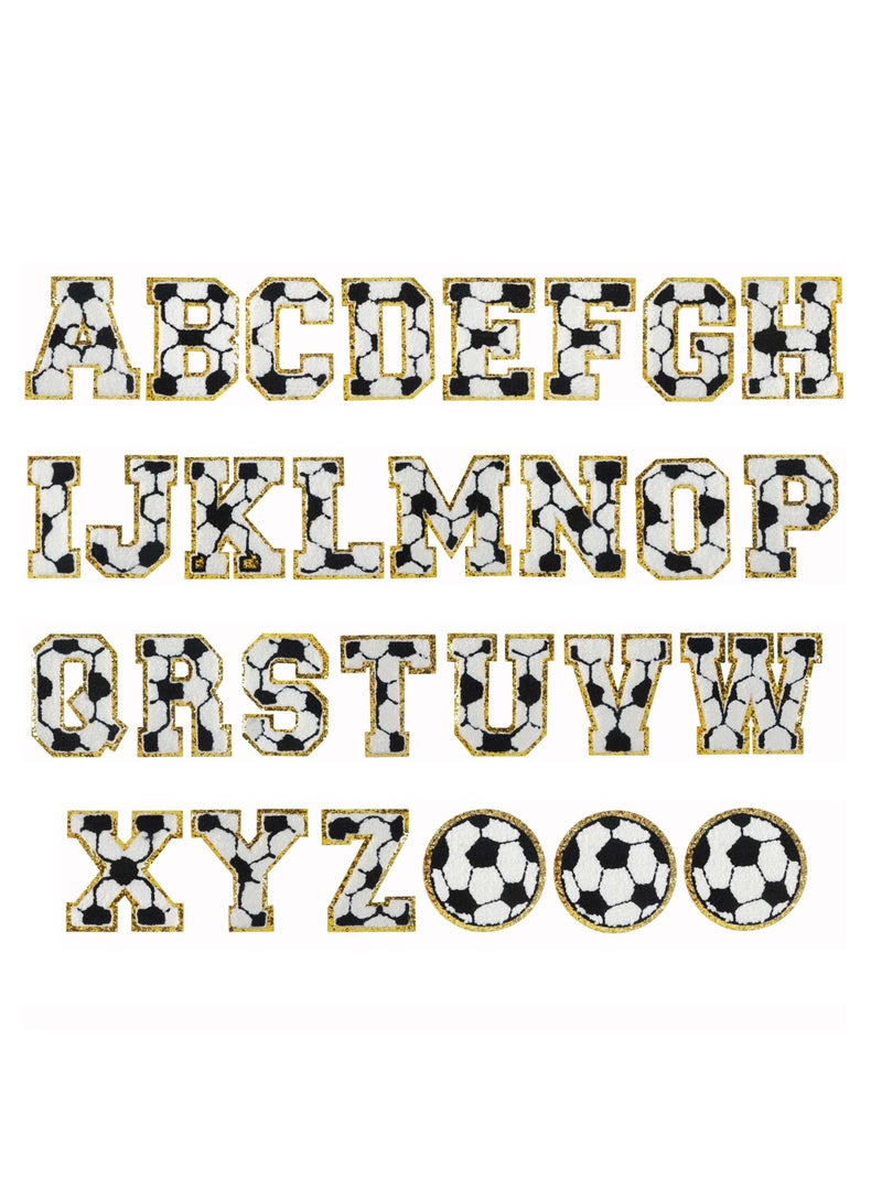 كاست ويف رقعات حروف، 29 قطعة من رقعات كرة القدم اللامعة بالكي على رقعات الشانيل A-Z، رقعات أولية جامعية، رقعات حروف مطرزة تلتصق على مادة لاصقة - Image 1