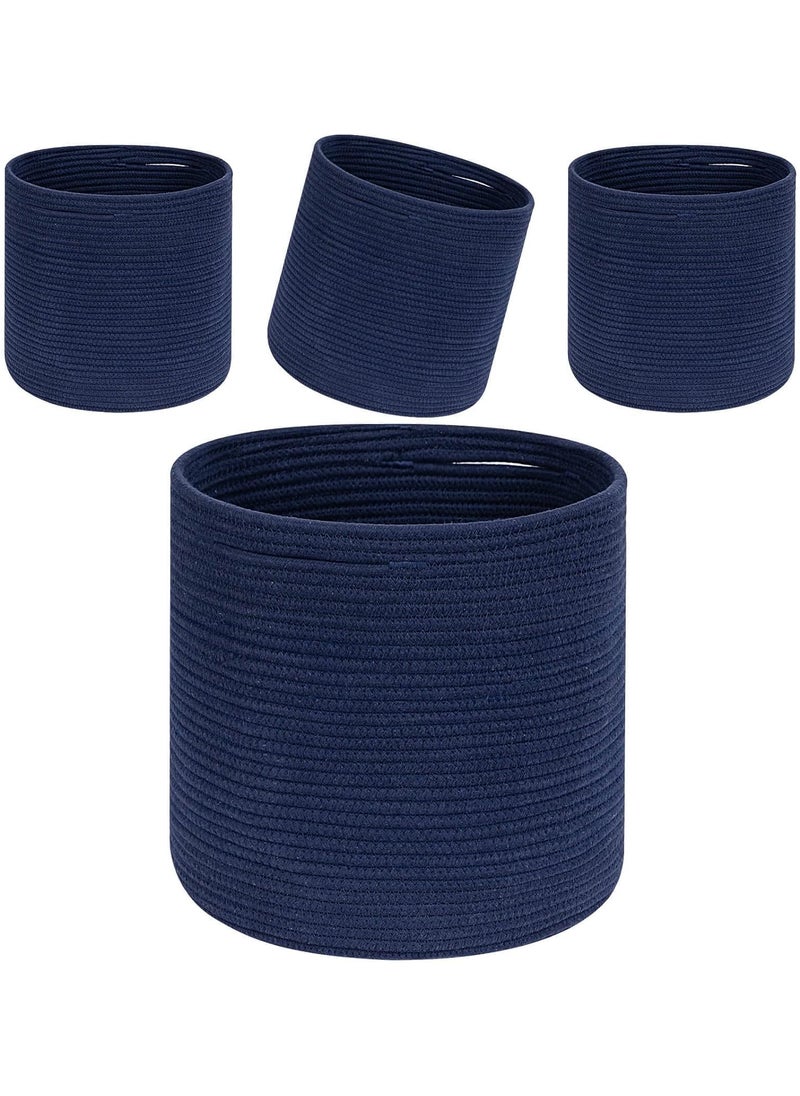 BRISHTl Brishtl Cube Storage Basket Bins For Cube Storage OrganizerStorageCube Shelves Cloth Closet Basket Bins Rope Storage Bins 4 Packs 12 X 12 Inch Blue  - Image 1