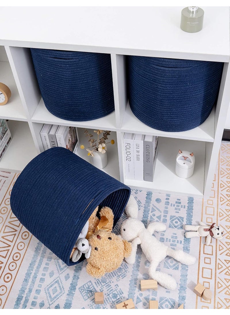 BRISHTl Brishtl Cube Storage Basket Bins For Cube Storage OrganizerStorageCube Shelves Cloth Closet Basket Bins Rope Storage Bins 4 Packs 12 X 12 Inch Blue  - Image 2