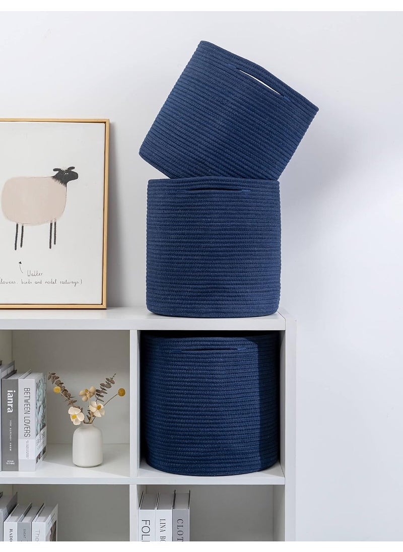 BRISHTl Brishtl Cube Storage Basket Bins For Cube Storage OrganizerStorageCube Shelves Cloth Closet Basket Bins Rope Storage Bins 4 Packs 12 X 12 Inch Blue  - Image 4