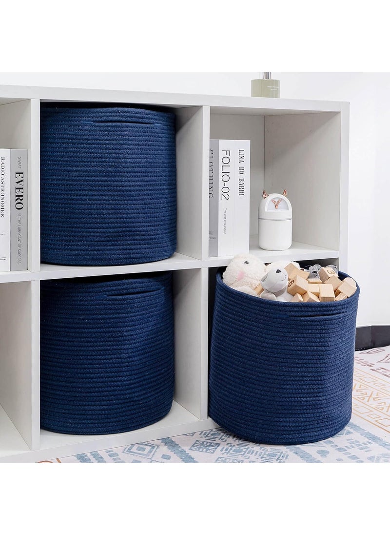 BRISHTl Brishtl Cube Storage Basket Bins For Cube Storage OrganizerStorageCube Shelves Cloth Closet Basket Bins Rope Storage Bins 4 Packs 12 X 12 Inch Blue  - Image 3