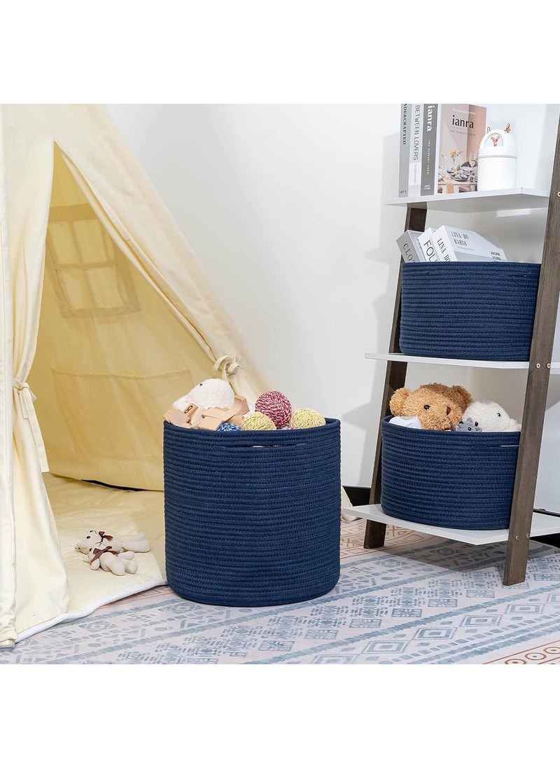 BRISHTl Brishtl Cube Storage Basket Bins For Cube Storage OrganizerStorageCube Shelves Cloth Closet Basket Bins Rope Storage Bins 4 Packs 12 X 12 Inch Blue  - Image 5