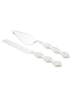 Dania A Cake And Sweets Cutting Set Consisting of A Shovel And A Silver Knife With A White Rose Decoration  - Image 1