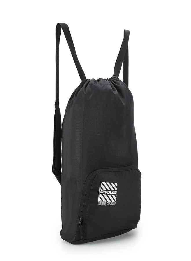 DIVULGE Meteorr Drawstring Daypack Bag Sports Backpack Gym Bag, Backpack and Multi Utility Bag for Running, Outdoor and Indoor Sports -BLACK - Image 3
