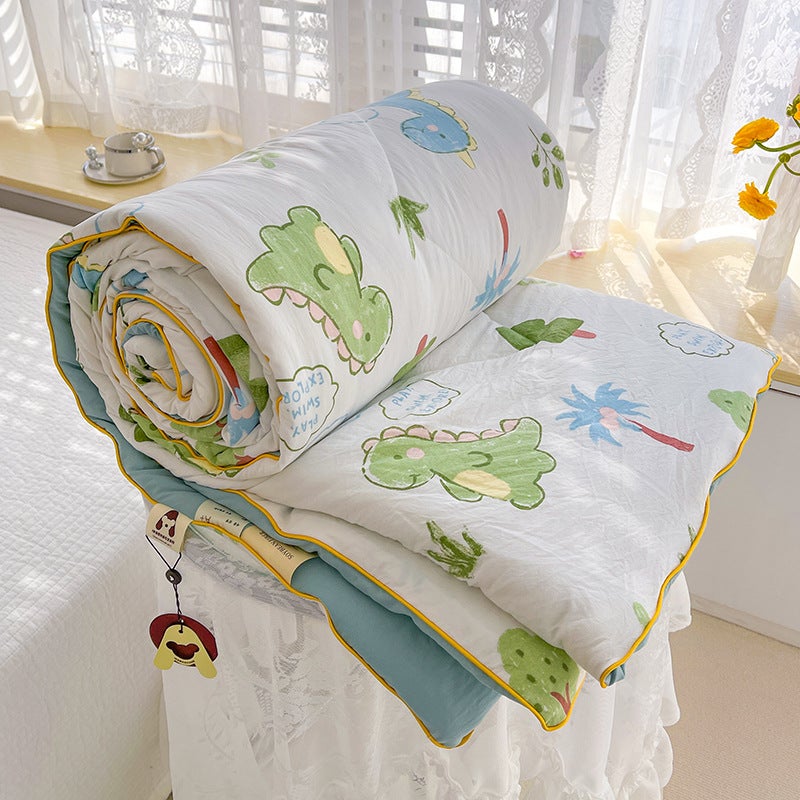 Spring And Printed Washed Double-Layer Yarn Soybean Fiber Summer Bedding Air Conditioning Bedding Summer Thin Bedding Live Generation - Image 1