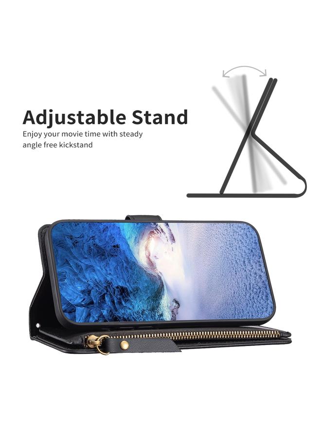 S-TOP Case For iPhone 15 Pro 9 Card Slots Zipper Wallet Leather Flip Phone Case - Image 4