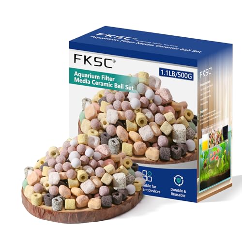 FKSC 12-in-1 Aquarium Filter Media for Freshwater & Marine Tanks, Bio Filter Mix with Ceramic Rings & Bio Balls, Helps Maintain Clear Water for Sump, Pond & Koi Fish Tanks - Image 1