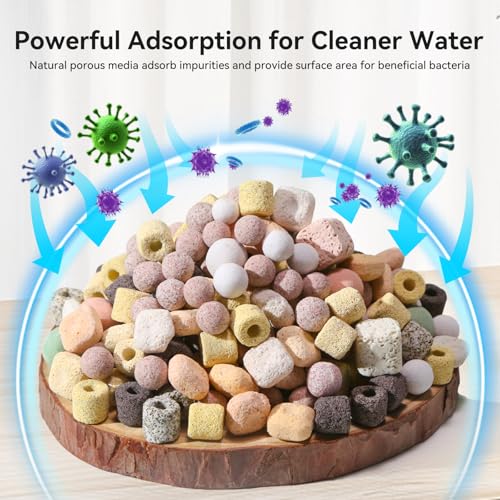 FKSC 12-in-1 Aquarium Filter Media for Freshwater & Marine Tanks, Bio Filter Mix with Ceramic Rings & Bio Balls, Helps Maintain Clear Water for Sump, Pond & Koi Fish Tanks - Image 2