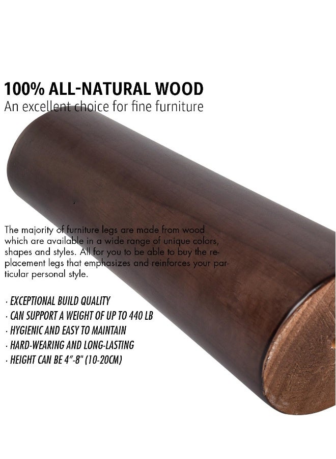 Wooden Furniture Legs, 4PCS Soild Wood Oblique Tapered Walnut Replacement Feet, Mounting Plate for Couch Sofa Cabinet TV Stand Armchair, 4 inch / 10cm - Image 3