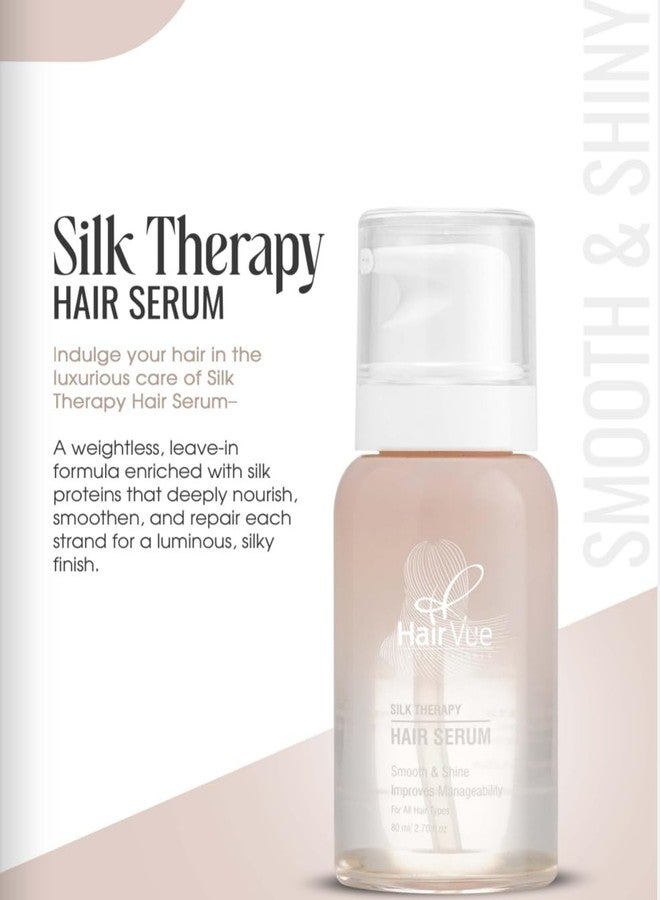 Hair Vue Silk Therapy Hair Serum, Smooth & Shine, Improves Manageability, Leave-In Formula with Silk Proteins, 80 ml
