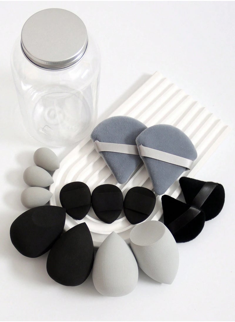 KHAJUL 14-Piece Makeup Sponge Set- Multi soft color Mini Makeup Sponge, Powder Puff Long Lasting Beauty Sponge Wet & Dry Use for Women (Black)  - Image 2