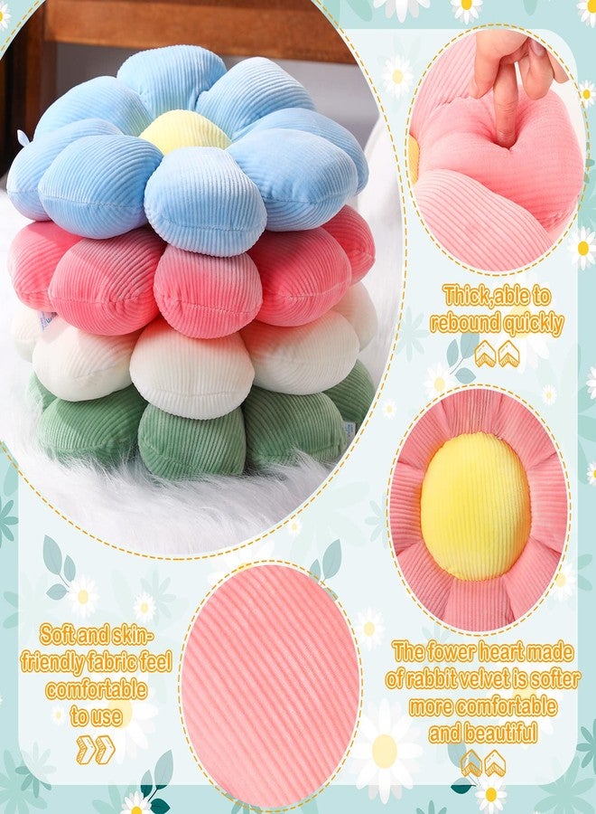 Coume 4 Pcs Flower Pillows Daisy Flower Shaped Decorative Throw Cute Floor Pillows Plush Floor Cushions Flexible Petal Seating for Bed, Sofa, Couch Classroom, Corner, Office Decor(Pastel) - Image 4