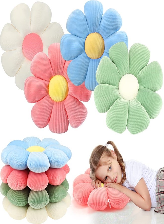 Coume 4 Pcs Flower Pillows Daisy Flower Shaped Decorative Throw Cute Floor Pillows Plush Floor Cushions Flexible Petal Seating for Bed, Sofa, Couch Classroom, Corner, Office Decor(Pastel) - Image 1