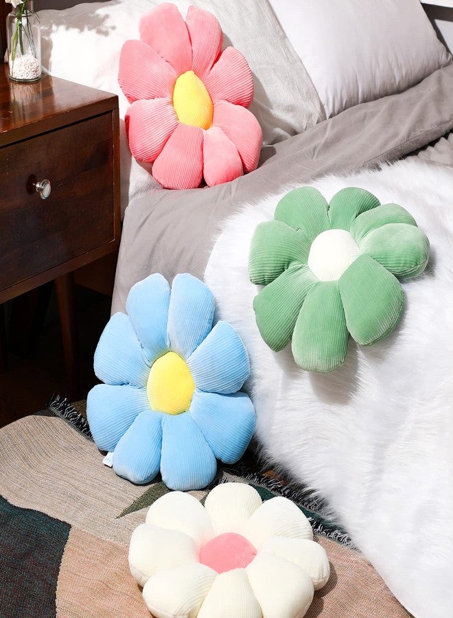 Coume 4 Pcs Flower Pillows Daisy Flower Shaped Decorative Throw Cute Floor Pillows Plush Floor Cushions Flexible Petal Seating for Bed, Sofa, Couch Classroom, Corner, Office Decor(Pastel) - Image 2