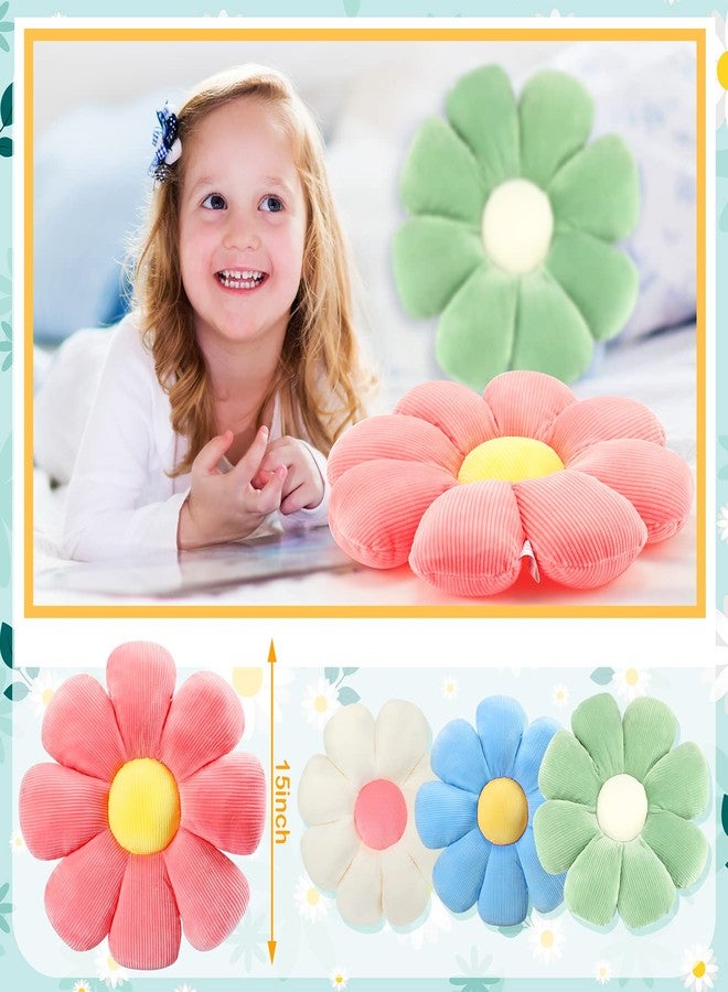 Coume 4 Pcs Flower Pillows Daisy Flower Shaped Decorative Throw Cute Floor Pillows Plush Floor Cushions Flexible Petal Seating for Bed, Sofa, Couch Classroom, Corner, Office Decor(Pastel) - Image 5