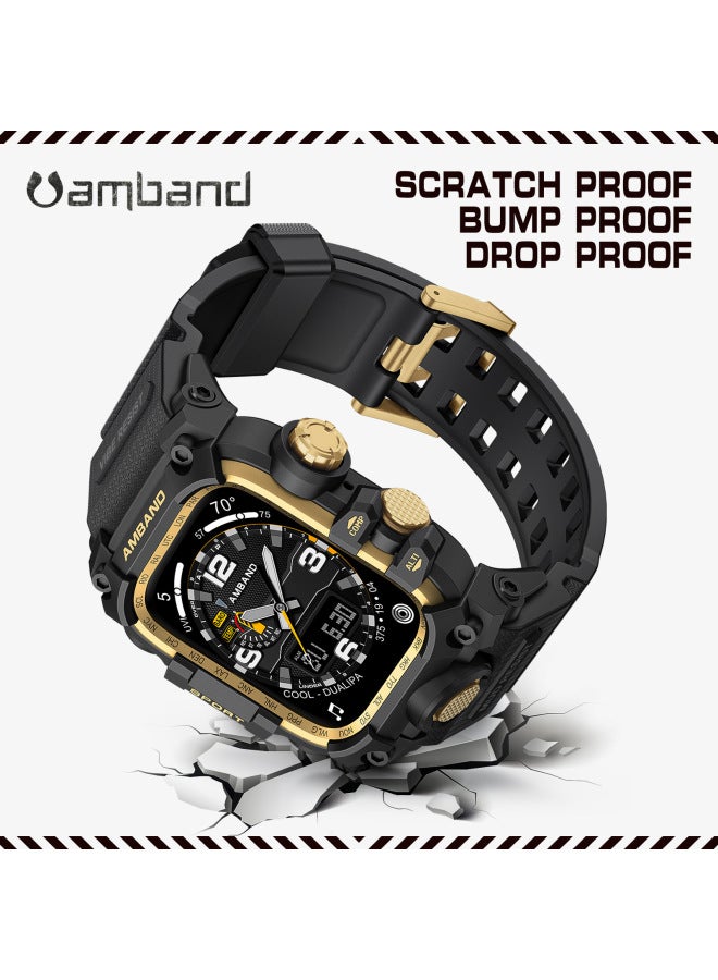 بيوينتي Amband For Apple Watch Ultra Small Clay King Tpu Metal One-piece Modified Watch Strap-Color:Little Clay King Style-black Gold-Dimensions:49mm - Image 4