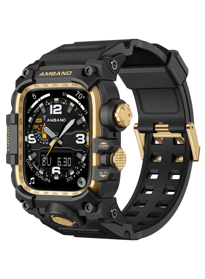 بيوينتي Amband For Apple Watch Ultra Small Clay King Tpu Metal One-piece Modified Watch Strap-Color:Little Clay King Style-black Gold-Dimensions:49mm - Image 1