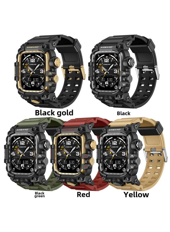 بيوينتي Amband For Apple Watch Ultra Small Clay King Tpu Metal One-piece Modified Watch Strap-Color:Little Clay King Style-black Gold-Dimensions:49mm - Image 2