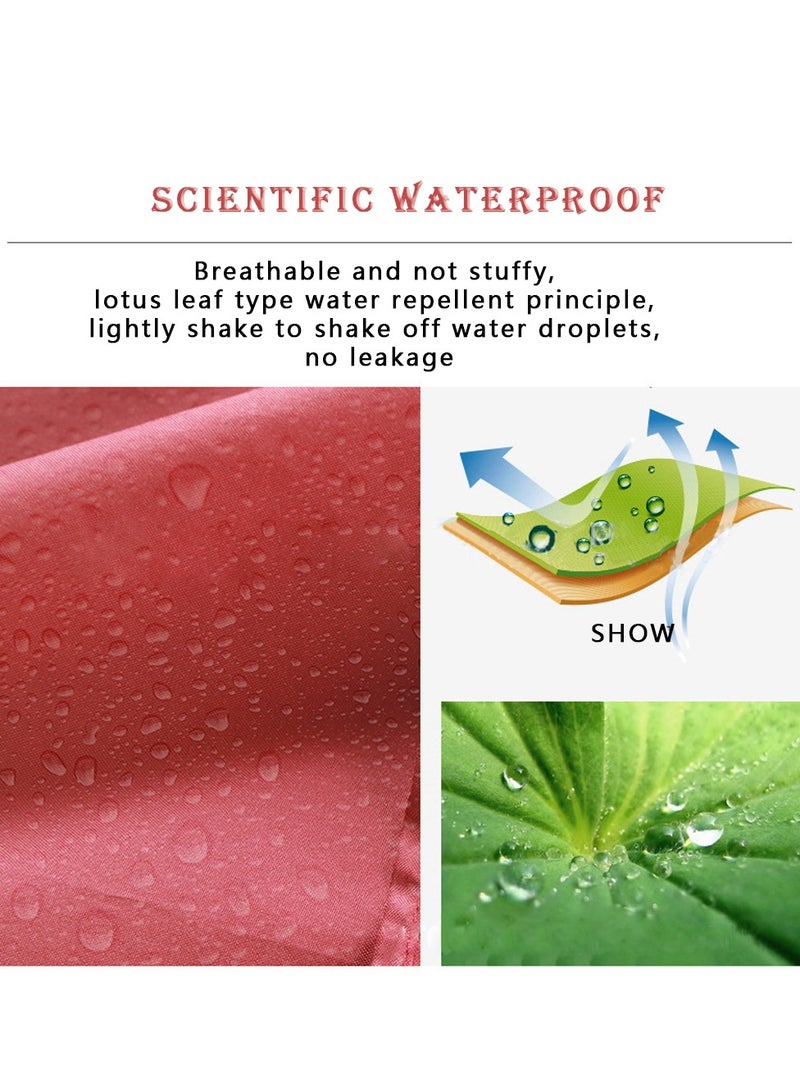 SYOSI Fashion Hooded Rain Poncho with Pocket Waterproof Raincoat Jacket Zipper Style for MenWomen Adults, Family Rain Ponchos with Drawstring Hood |  Perfect for Camping, Hiking, Beach  Travel Red - Image 5