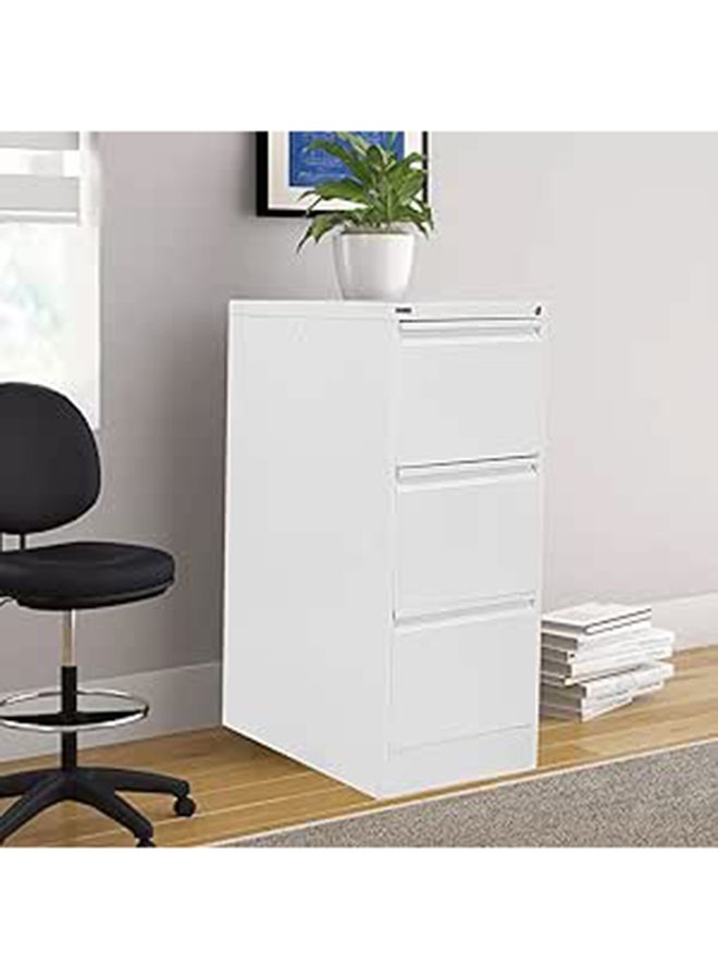 RIGID Steel Vertical Filing Cabinet Large Storage steel Cabinet, Metal Portable Cabinet with 3 Drawers for Legal (White) - Image 1