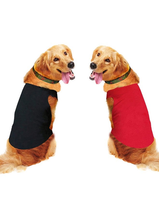 Sage Square Comfort Cotton Dog T-Shirt (Pack Of 2), Sleeveless Vest For Dog Clothes, Puppy Tank Top Fashion Apparel (Black+Red) (Small) (14Inche) - Image 1