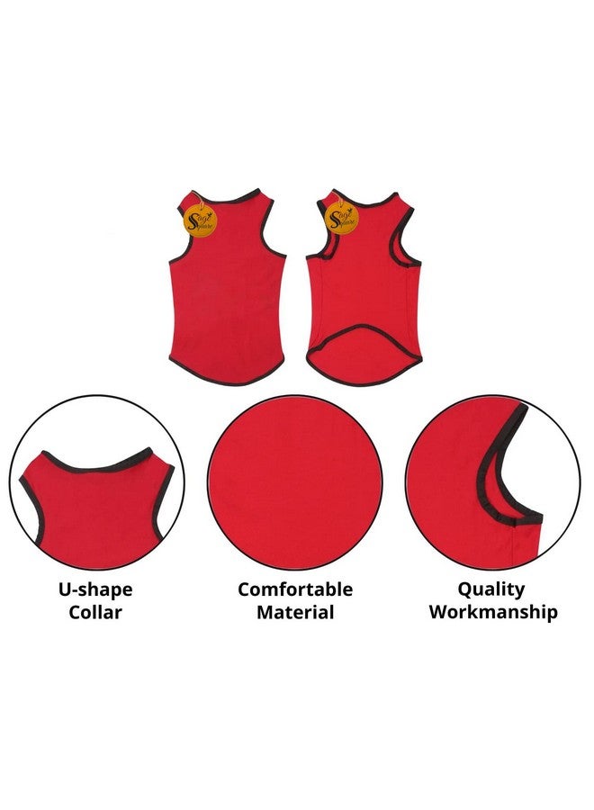 Sage Square Comfort Cotton Dog T-Shirt (Pack Of 2), Sleeveless Vest For Dog Clothes, Puppy Tank Top Fashion Apparel (Black+Red) (Small) (14Inche) - Image 3