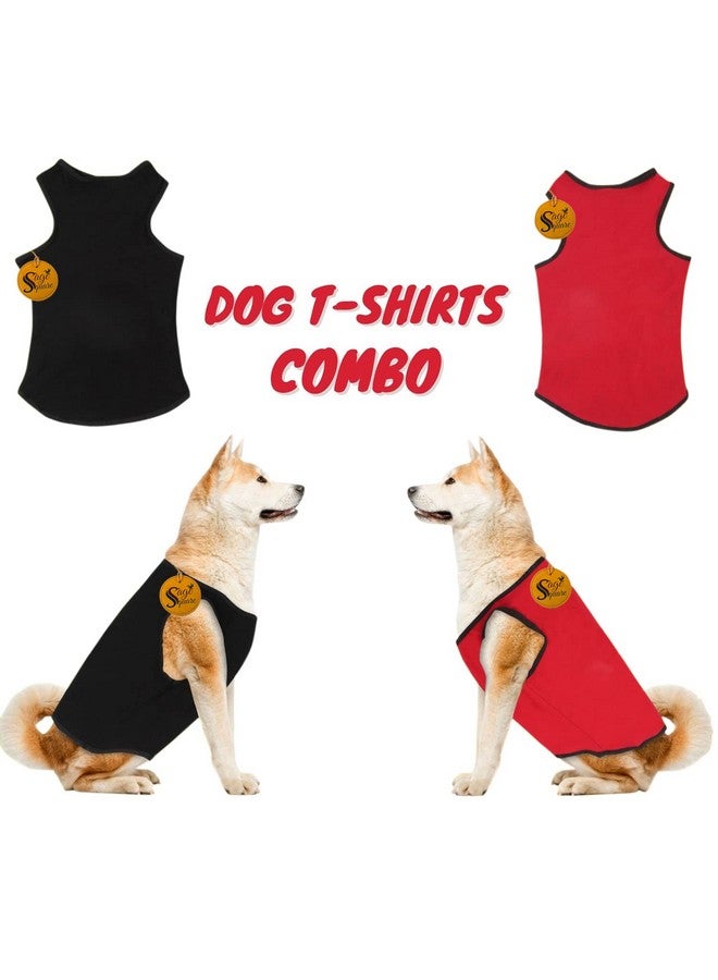 Sage Square Comfort Cotton Dog T-Shirt (Pack Of 2), Sleeveless Vest For Dog Clothes, Puppy Tank Top Fashion Apparel (Black+Red) (Small) (14Inche) - Image 4