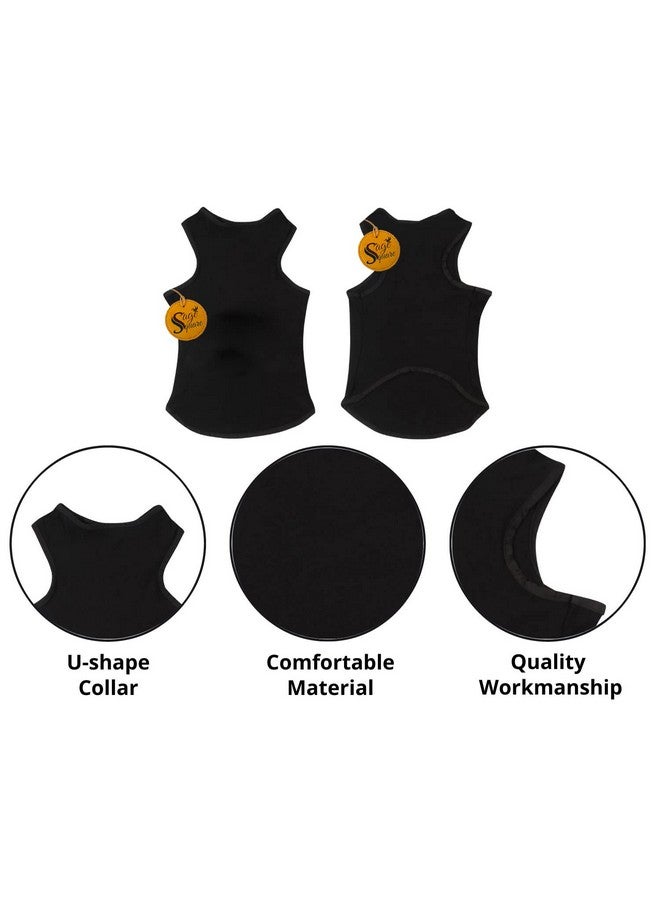 Sage Square Comfort Cotton Dog T-Shirt (Pack Of 2), Sleeveless Vest For Dog Clothes, Puppy Tank Top Fashion Apparel (Black+Red) (Small) (14Inche) - Image 2